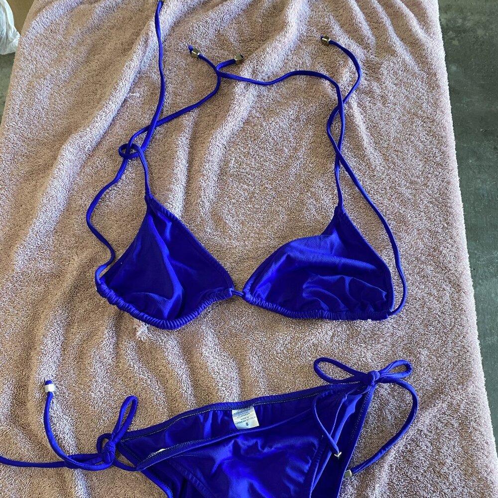 Venus Royal Blue Triangle Bikini Set Size 8 Top / Size 2 Bottom Tie Side Swimwea - Picture 5 of 6